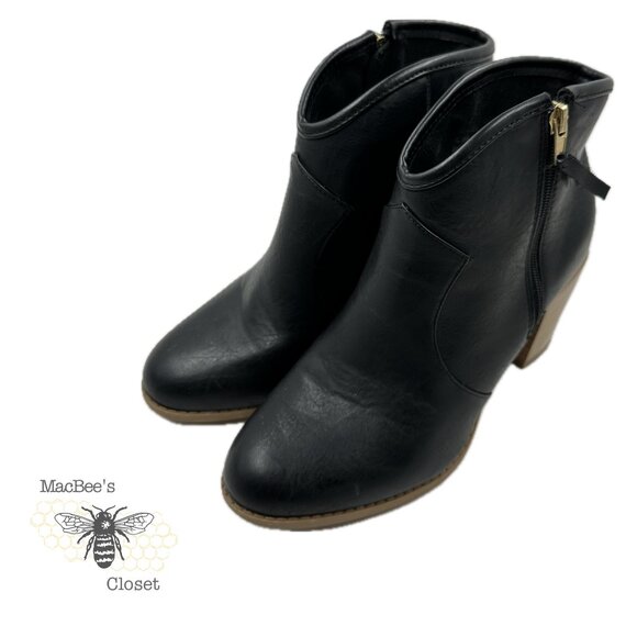 Maurices Black Vegan Leather Western Style Cowgirl Boots Black 9.5 in Womens - Picture 2 of 16